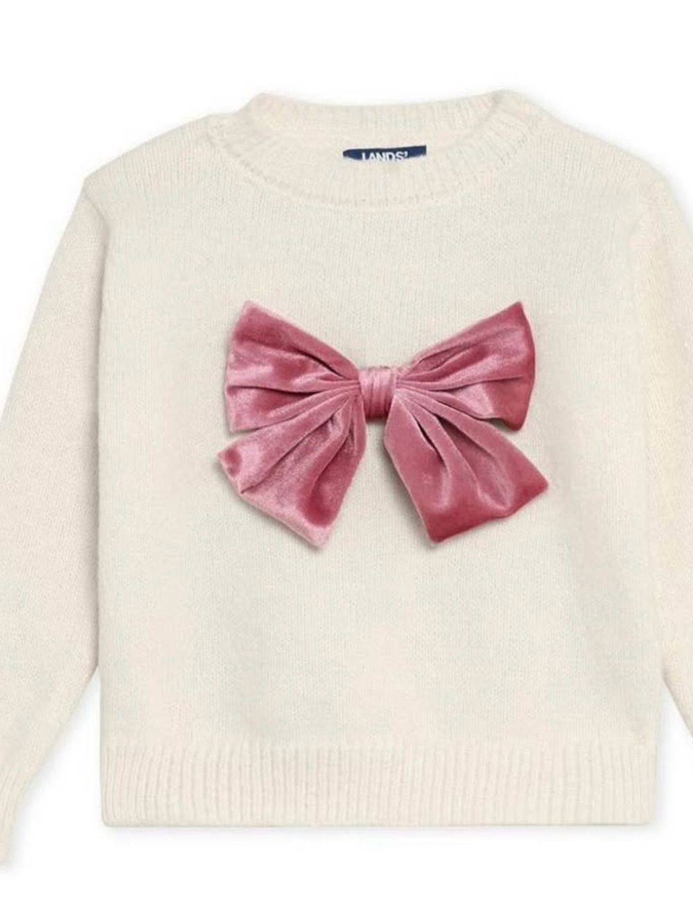 Lands End Desert Rose Bow Sweater 2T NWT